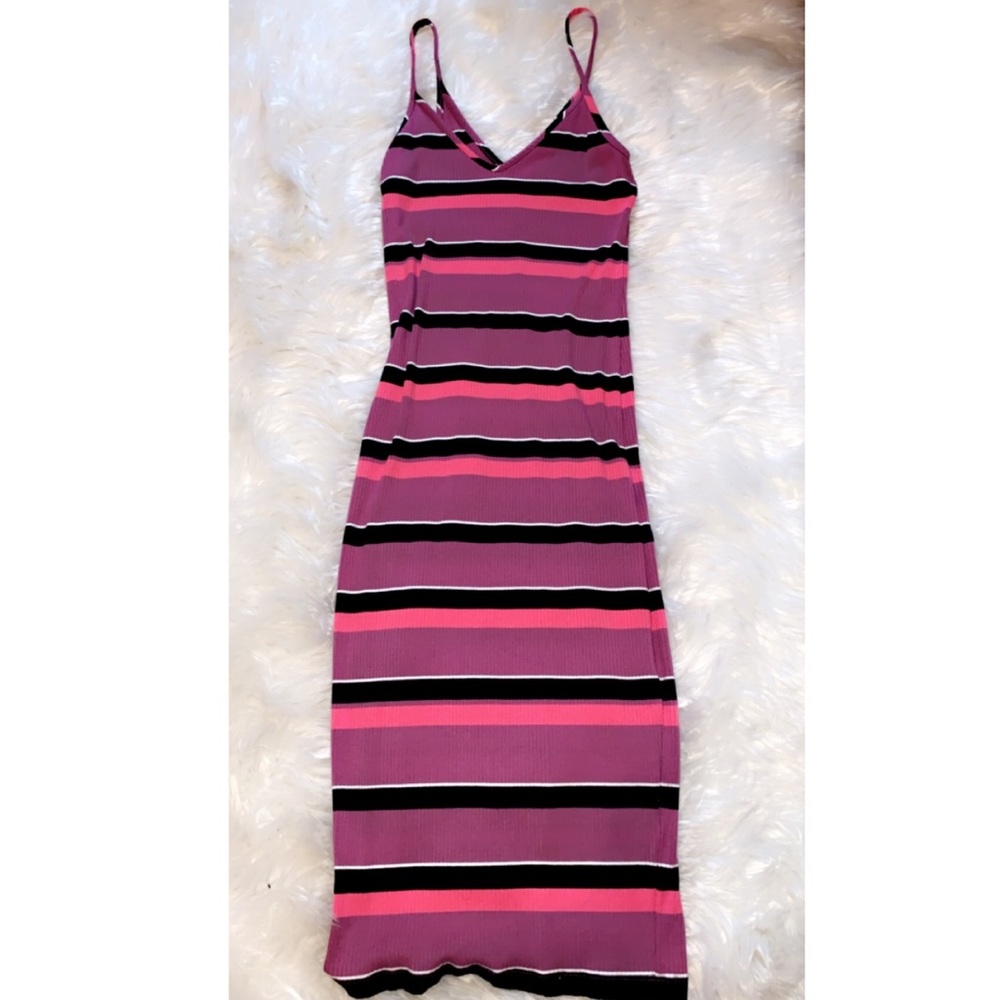 Express: Stripe Bodycon Midi Dress